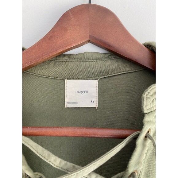 Harper Lace-Up Blouse - Olive Green - Size XS - Picture 2 of 7